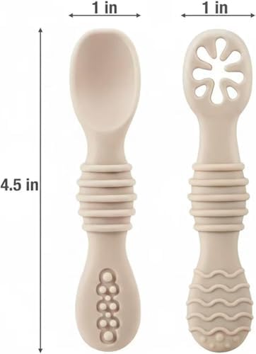 Ergonomic non slip handles of PandaEar baby led weaning silicone spoons