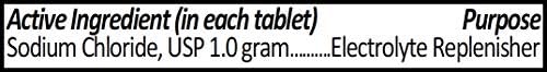 Side angle shot of the CitraGen Pharmaceuticals normal salt tablets container displaying the product directions and elemental sodium yield specifications.