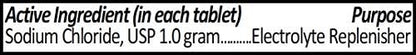 Side angle shot of the CitraGen Pharmaceuticals normal salt tablets container displaying the product directions and elemental sodium yield specifications.