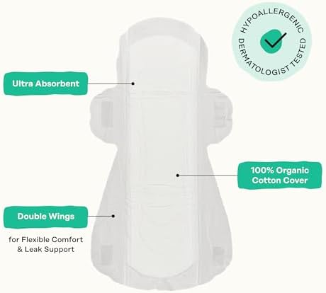 Detailed view of the organic cotton top sheet and wings on Honey Pot herbal pads