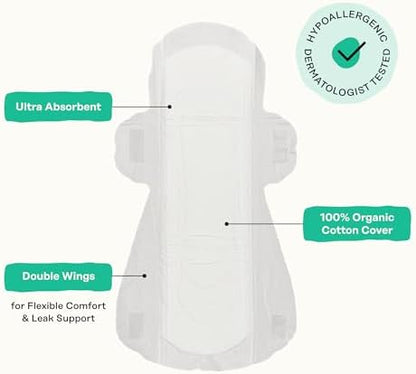 Detailed view of the organic cotton top sheet and wings on Honey Pot herbal pads