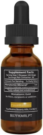 Liquid Gold ORMUS monoatomic gold supplement packaging side view