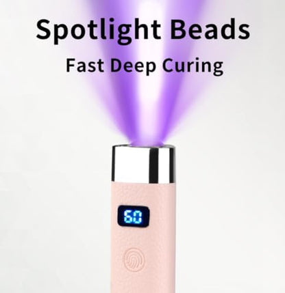 Close up of Missshine nail lamp curing gel nails