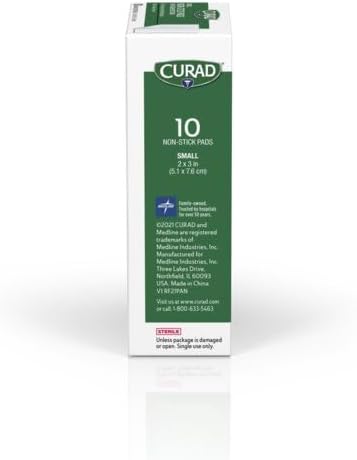 Curad three by four inches sterile medical pads individual packaging layout