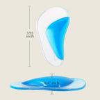 Side profile of gel arch support demonstrating thickness and elevation.