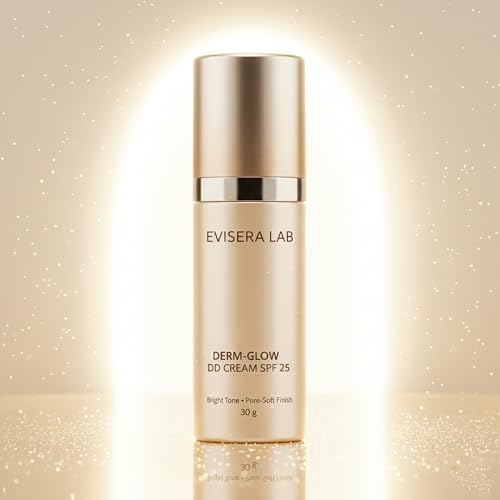 Lightweight tinted pore-soft finish cream texture squeeze from the Evisera Lab skincare tube.