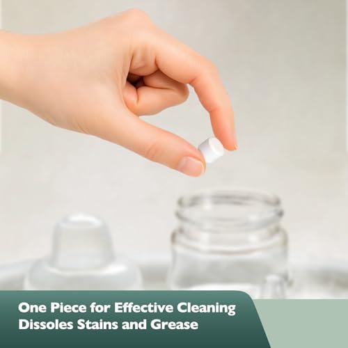 Hypoallergenic and fragrance free baby bottle cleaning tablets showing individual non toxic pieces