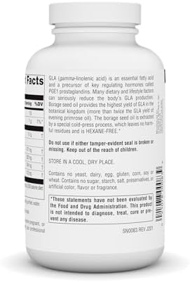 Hexane free borage seed oil softgels for natural hormonal balance and skin hydration.