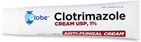Globe Pharmacy skin fungus relief cream texture and application warnings on the back of the tube
