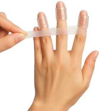 Discreet flesh-toned silicone finger covers blending naturally with skin to prevent nail biting