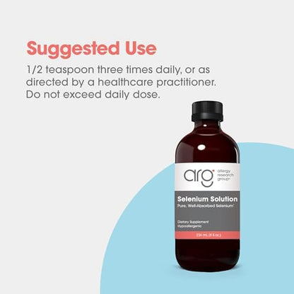 Authentic bottle of Allergy Research Group antioxidant support liquid mineral showcasing the clear solution clarity.