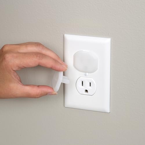 Side angle view of Safety 1st plug protectors showing contoured edges