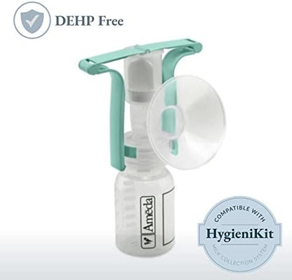 Ameda breast pump kit including four ounce bottle, cap, and two valves.
