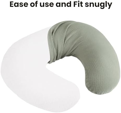 Konssy muslin slipcover on breastfeeding pillow for newborn
