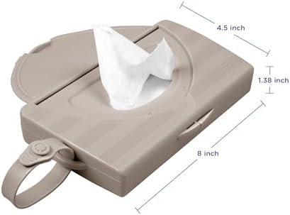Ubbi portable wipes holder with silicone strap attached to stroller