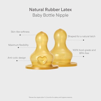 BIBS round natural rubber latex teats showing the anti colic valve design
