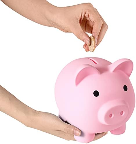 Large size coin savings box displaying the wide slot for paper bills and cash.