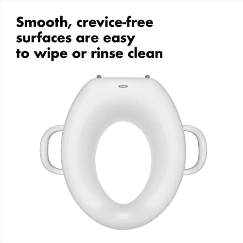 Side view of OXO Tot sit right trainer seat featuring smooth seamless contours for kids