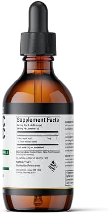 Side angle view of the authentic four ounce liquid fulvic acid dietary supplement bottle.