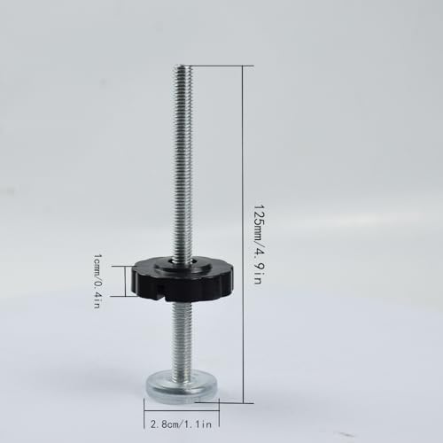 Close up of M8 eight millimeter threaded screw bolt mechanism on safety gate extender