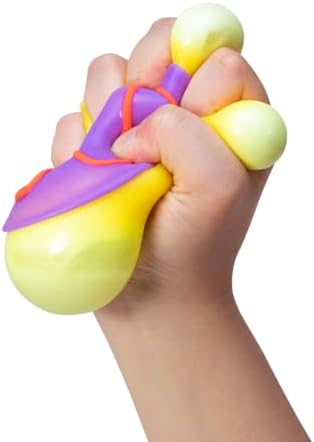 Close up view of hands stretching and squeezing the durable non toxic Schylling donut toy.