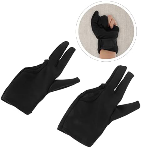 Reveresed view of the black heat resistant mittens for hair straightening safety.