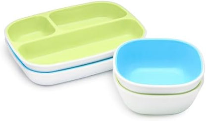 Munchkin toddler divided plates showing the non-slip base
