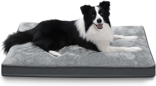 Dog Crate Bed Waterproof Deluxe Plush Dog Beds with Removable Washable Cover Anti-Slip Bottom Pet Sleeping Mattress for Large, Medium, Jumbo, Small Dogs, 35 x 22 inch, Gray - Image 2