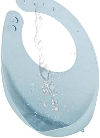 Blue beige and white silicone baby bib set