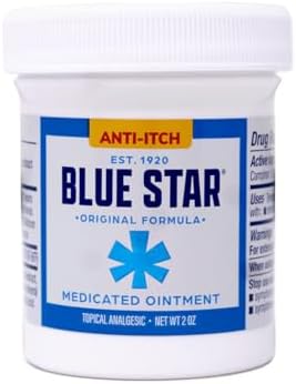 Blue Star steroid free anti-itch cream packaging showing camphor active ingredient.