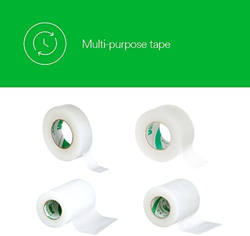 Close up view of the clear perforated plastic texture of Transpore surgical adhesive tape