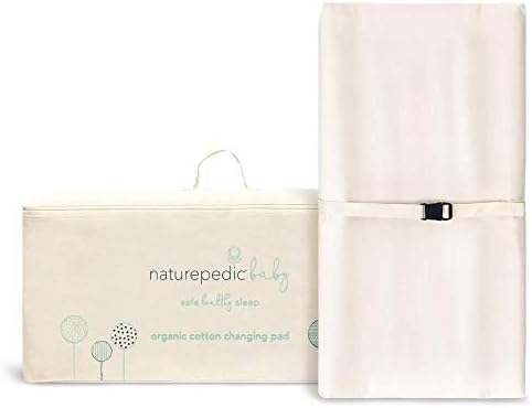 Naturepedic organic cotton changing pad angled view showing raised sides