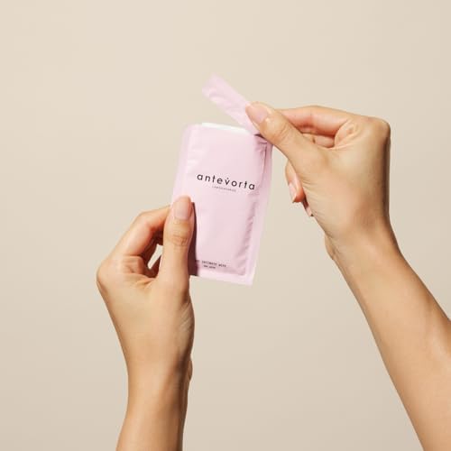 Antevorta feminine hygiene wipes packaging highlighting pH balanced and herb infused features.
