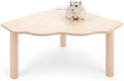Niteangel Hamster Play Wooden Platform for Dwarf Syrian Hamsters Gerbils Mice Degus or Other Small Pets (Triangle - 5.9'' Height, Burlywood) - Image 2
