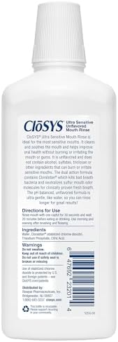 CloSYS unflavored alcohol free mouthwash packaging showcasing the ADA accepted seal.
