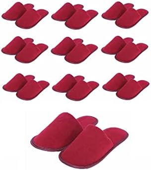 CHOCHILI terry cotton closed toe slippers pack of ten pairs in red