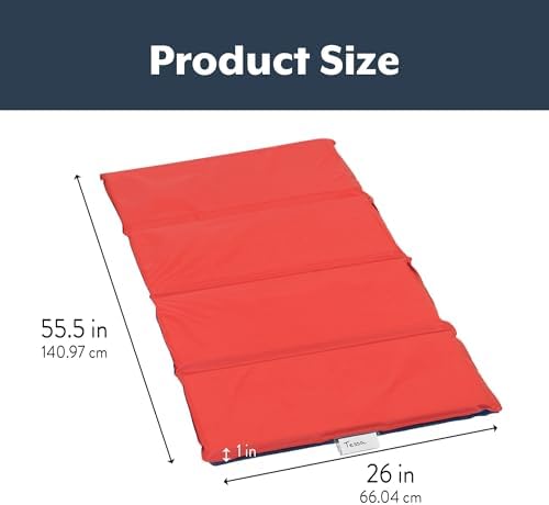 Children's Factory preschool sleeping mats displaying the four section folding mechanism