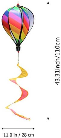 Detailed view of colorful rainbow striped hot air balloon spinner
