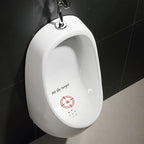 Durable vinyl toilet aiming decal with Hit the Target text
