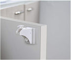 White magnetic child safety latch for drawers