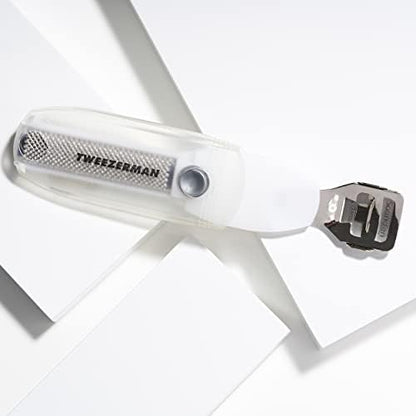 Tweezerman Safety Slide Callus Shaver being adjusted to reveal the shaving blade.