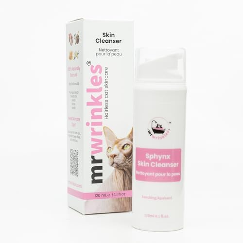Natural shampoo alternative for hairless cats showcasing the pump dispenser packaging.
