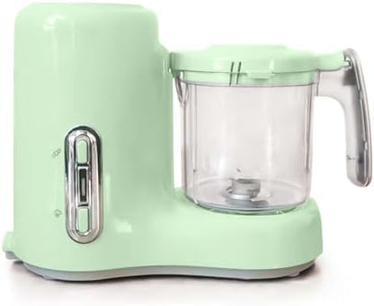 GROWNSY 4-in-1 baby food steamer and puree blender machine displaying the internal stainless steel blades and steaming basket.
