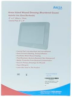 Areza Medical adhesive bordered gauze showing the non-stick central pad