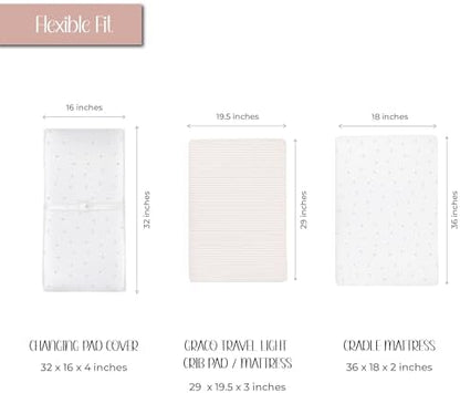 Ely's & Co. 2 Pack baby changing table sheets in pink tulip and classic stripes.