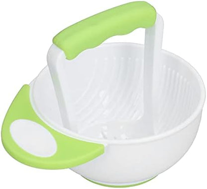 Green FTVOGUE baby food masher bowl set showcasing the non slip bottom base design.