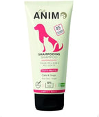 Back of Cuteanimo 2 in 1 dog and cat shampoo packaging with detailed directions for use.