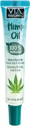 Via Natural ultra care hemp seed oil 1.5 ounce tube packaging showing product benefits