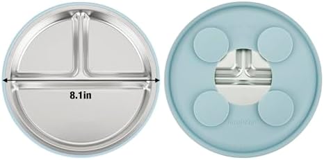 Durable PandaEar stainless steel plate for baby led weaning