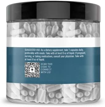Additive-free brain focus support capsules alongside the product packaging